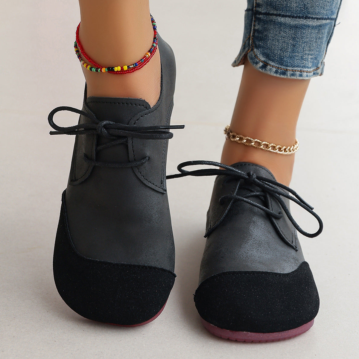 Christelle™ | Chaussures Plates Femme Bicolores à Lacets [1 ACHETÉ, 1 OFFERT]