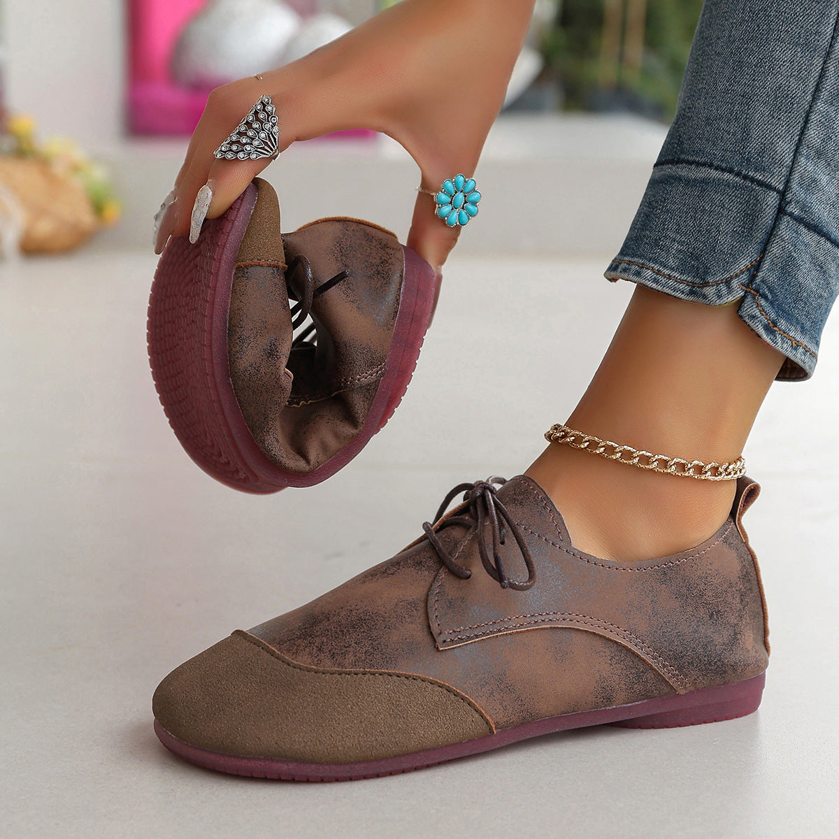 Christelle™ | Chaussures Plates Femme Bicolores à Lacets [1 ACHETÉ, 1 OFFERT]