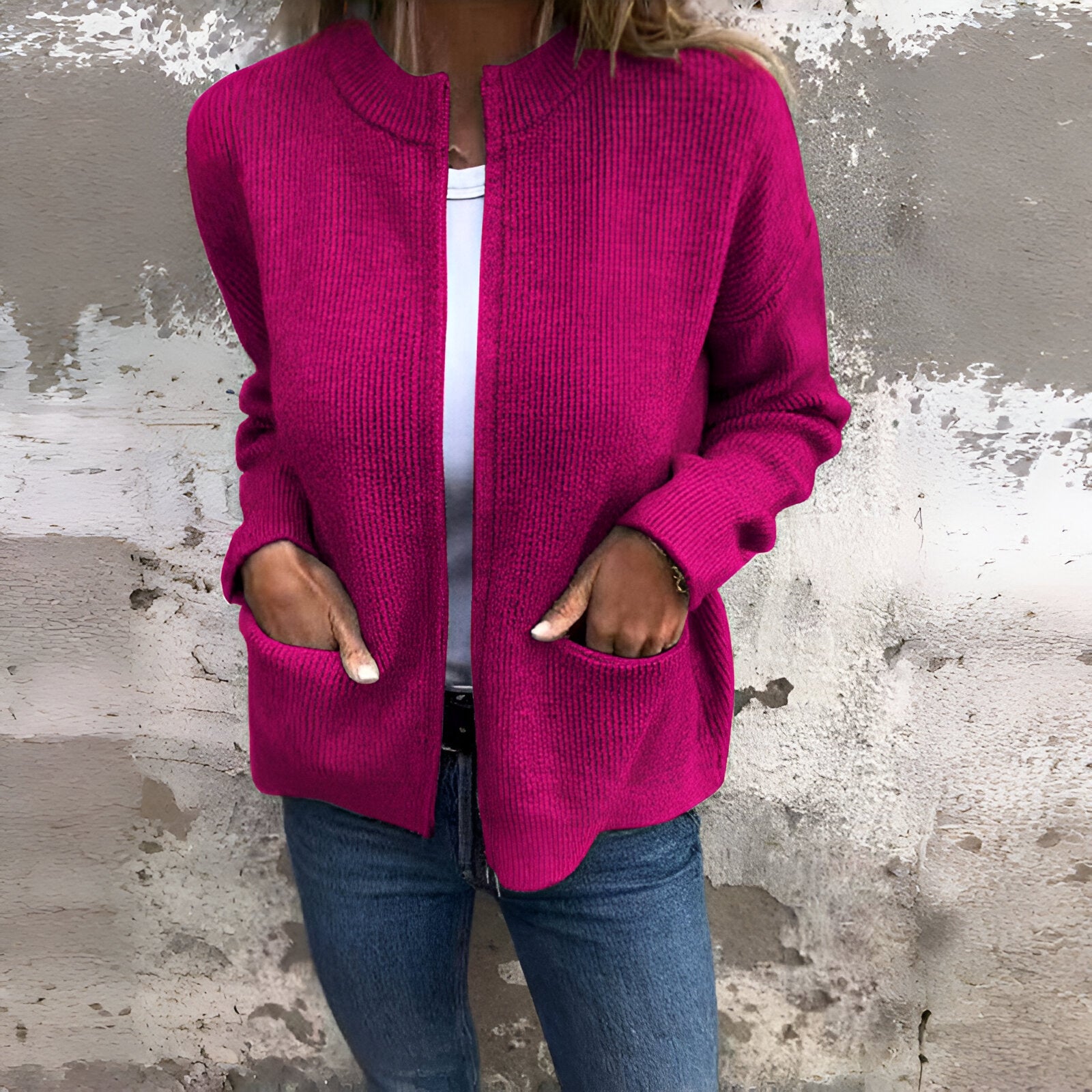 Elise™ - Cardigan en maille avec zip et poches [Offre de Saint-Valentin]